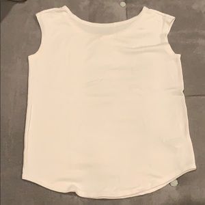 Wide, white, boat neck woven top